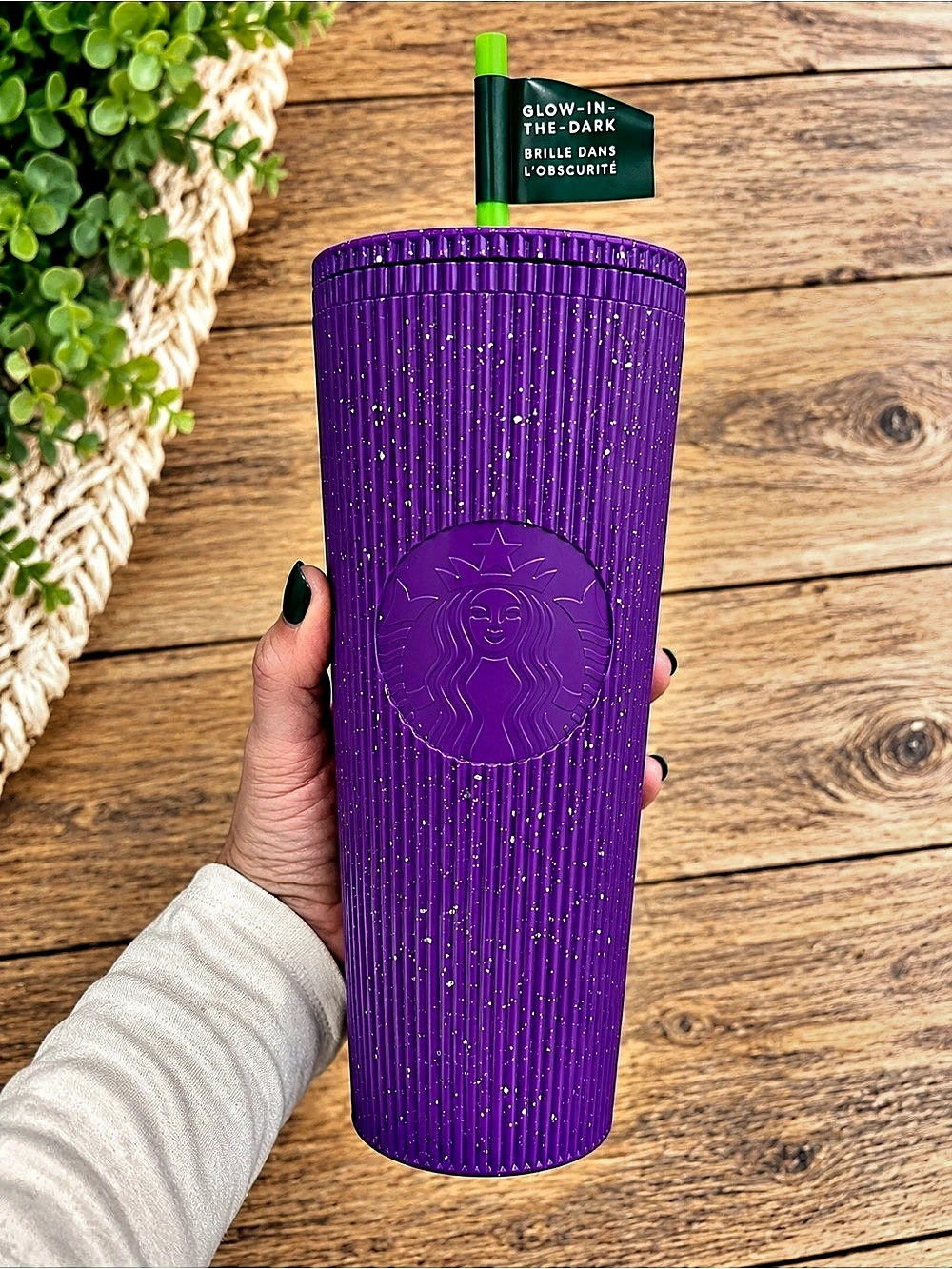 NWT Starbucks 2024 Halloween Purple Potion Ribbed Glow In The Dark Tumbler 24oz